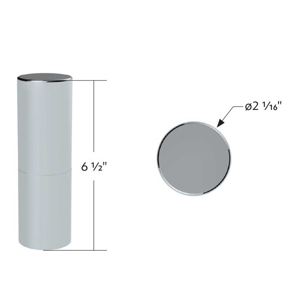 33mm x 6-1/2" Chrome Tall Cylinder Thread-On Nut Cover - 10 PK