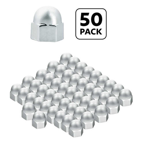 7/16" X 5/8" chrome acorn push-on nut covers - 50 pk