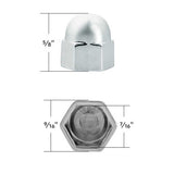 7/16" x 5/8" Chrome Acorn Push-On Nut Covers - 50 Pk