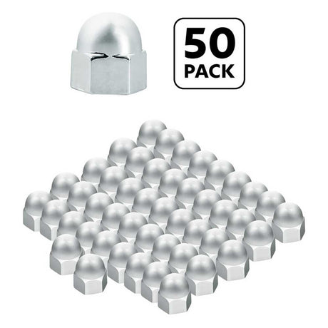 3/8" X 5/8" chrome acorn push-on nut covers - 50 pk