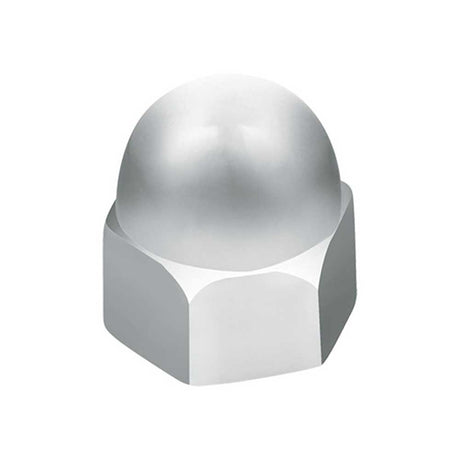 3/8" X 5/8" chrome acorn push-on nut covers - 50 pk, close-up