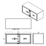 48"L x 24"D x 24"H Smooth Aluminum Cam Lock Toolbox