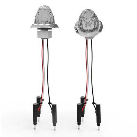 Mid size hero watermelon jewel light with clear lens and white leds, closer view