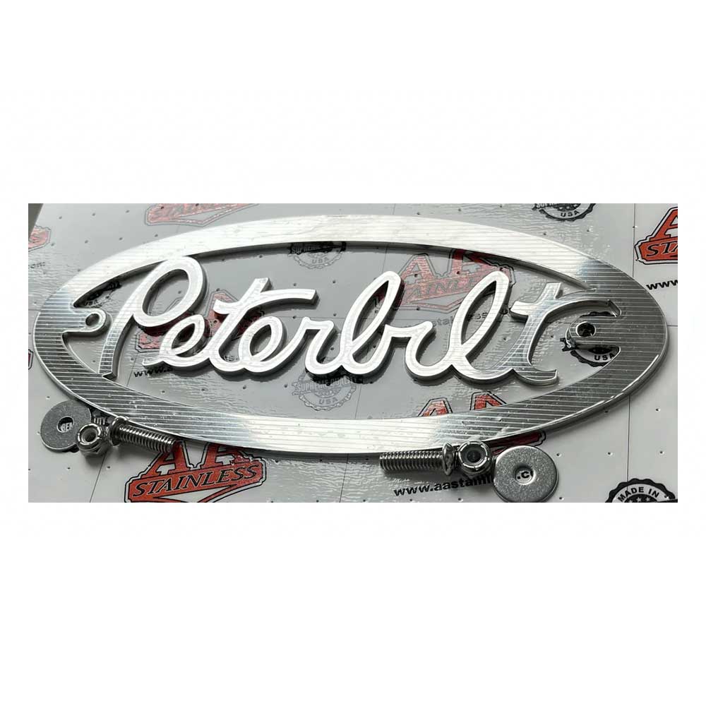 Peterbilt Stainless Steel Oval Logo Cutout with Lines