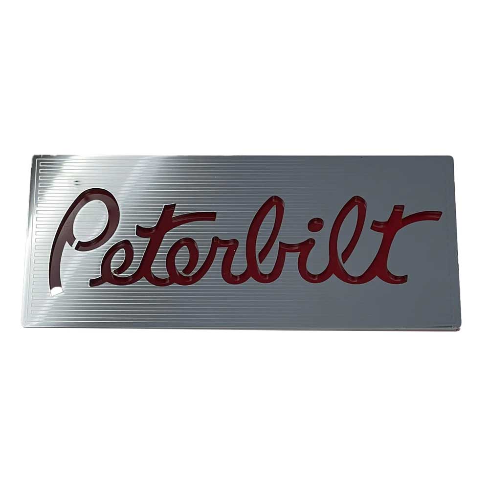 Peterbilt Old School Stainless Steel Logo with Lines