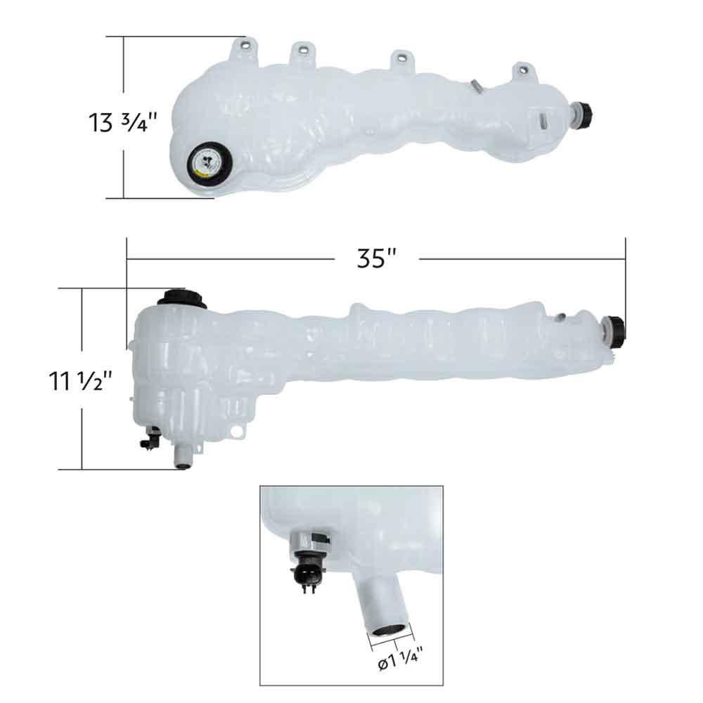 FL Cascadia 2018+ Pressurized Coolant Reservoir, Coolant Level Sensor