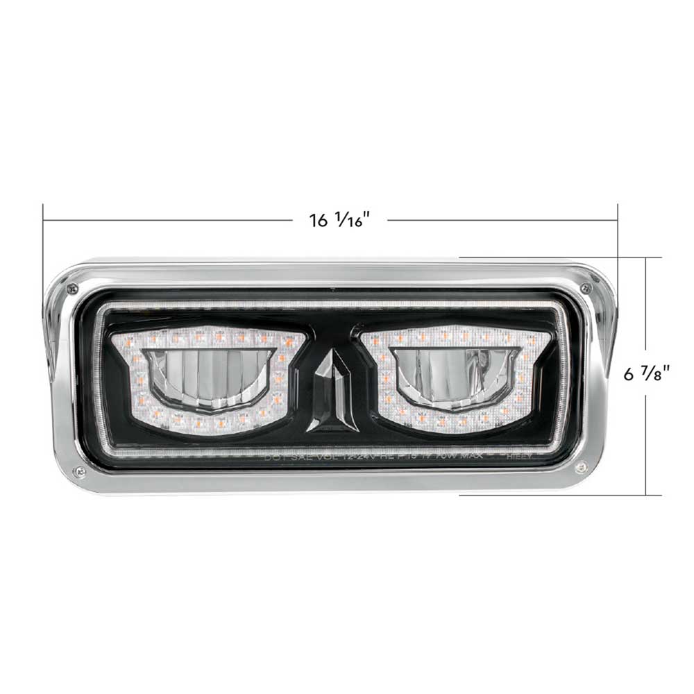 High Power LED Black Inner Housing Headlight w/ Turn Signal, Position Light