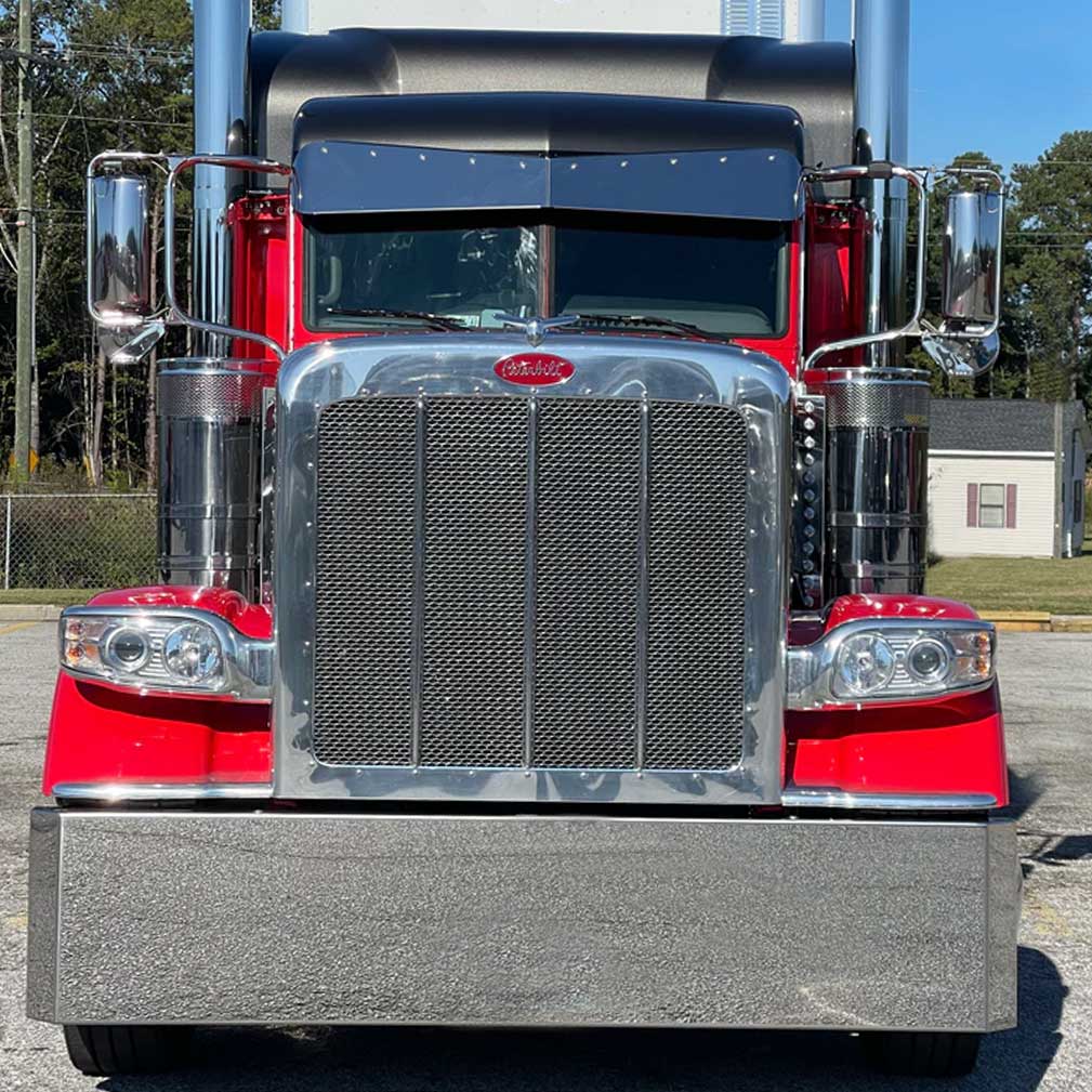 Peterbilt 300 Series 10-1/2" x 7" SS 2 Piece Bowtie Visor with 10 LEDs