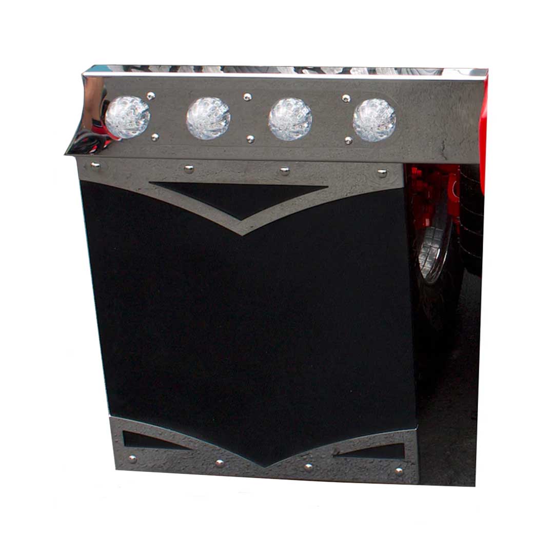 Supreme SS Mud Flap Hangers with Four Clear Watermelon with Red LEDs
