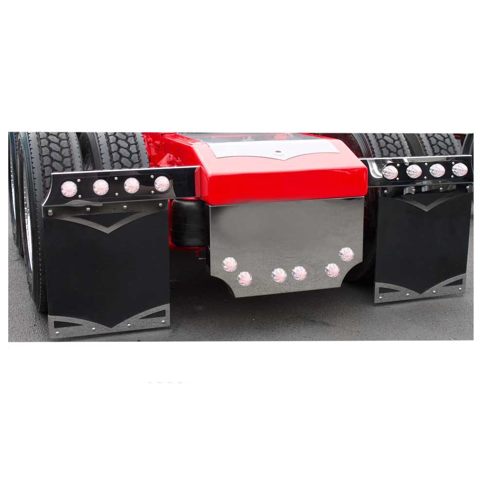 Supreme SS Mud Flap Hangers with Four Clear Watermelon with Red LEDs