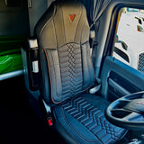 Kenworth T680, T880, W990 Black Faux Leather with Brown Stitching Seat Cover