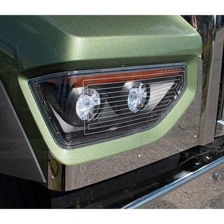 Western Star 47X, 49X set forward axle stainless fender guards, close-up