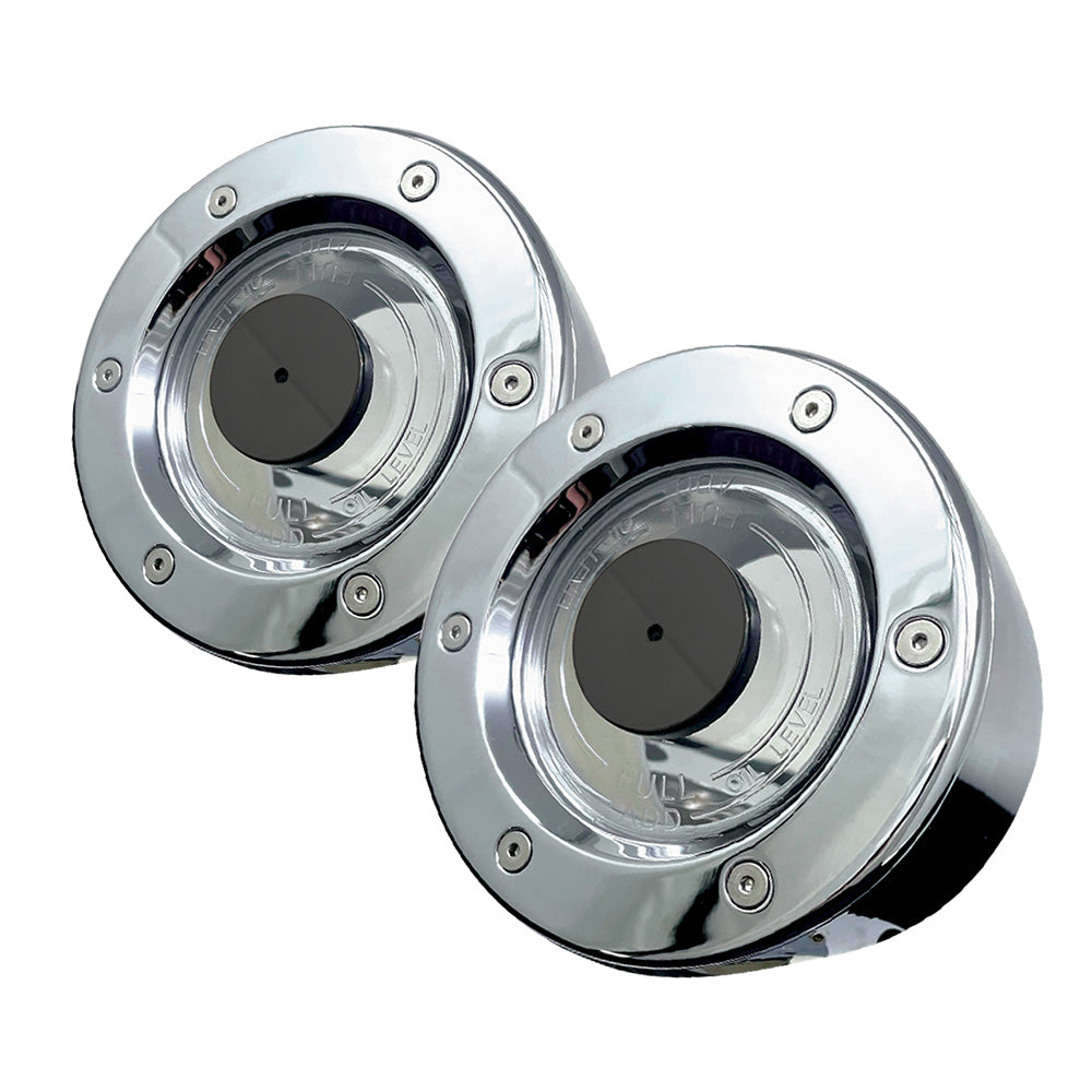 Chrome Plated Billet Aluminum Front Boltless Oil Caps with 4-1/2" Bolt Pattern