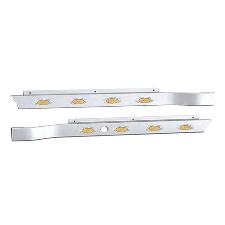 Peterbilt 589 cab panels with four M5 leds and block heater cutout, close-up