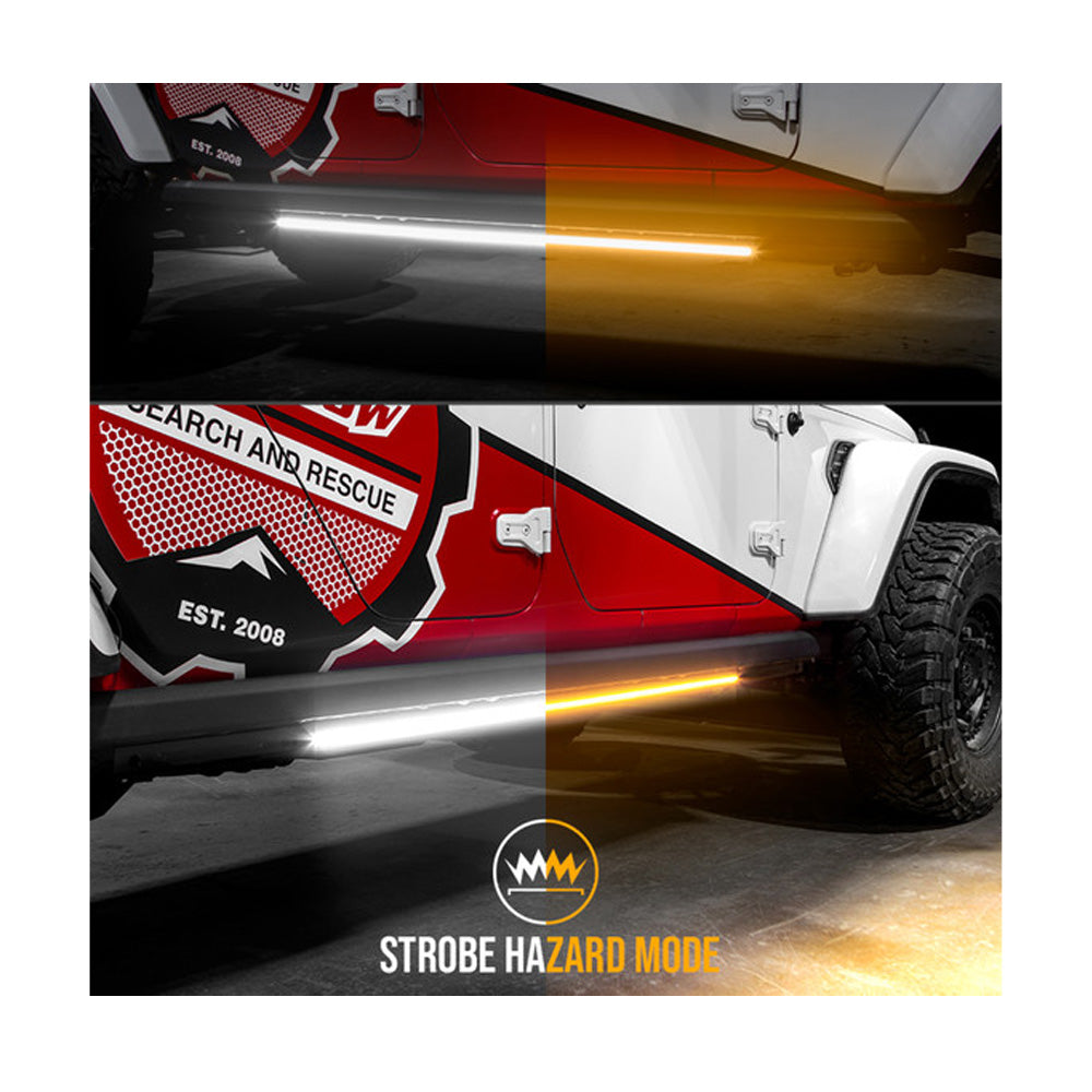 48" White and Amber LED Running Board Light Bar with Turn Signal Function