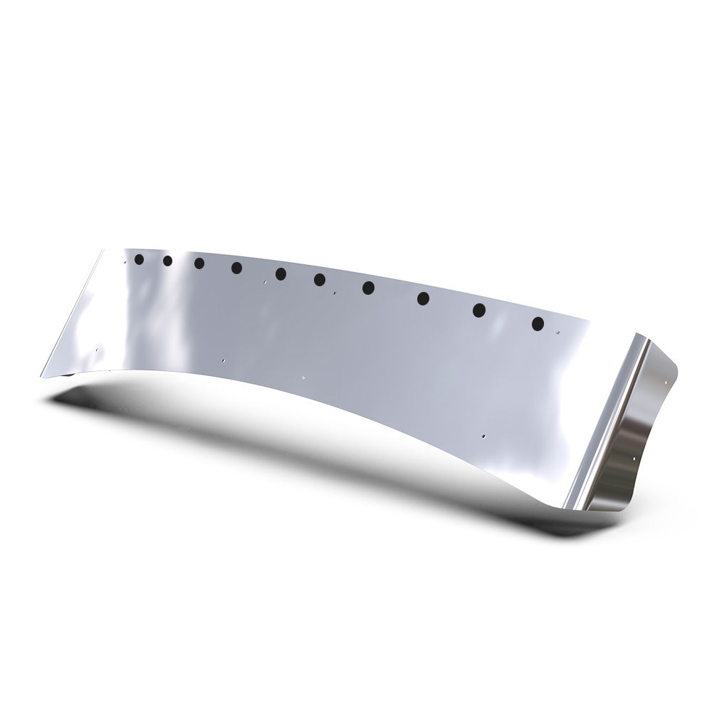AERO 304 SS Visor KW T680, T880, W990 with Ten ¾" Light Cutouts