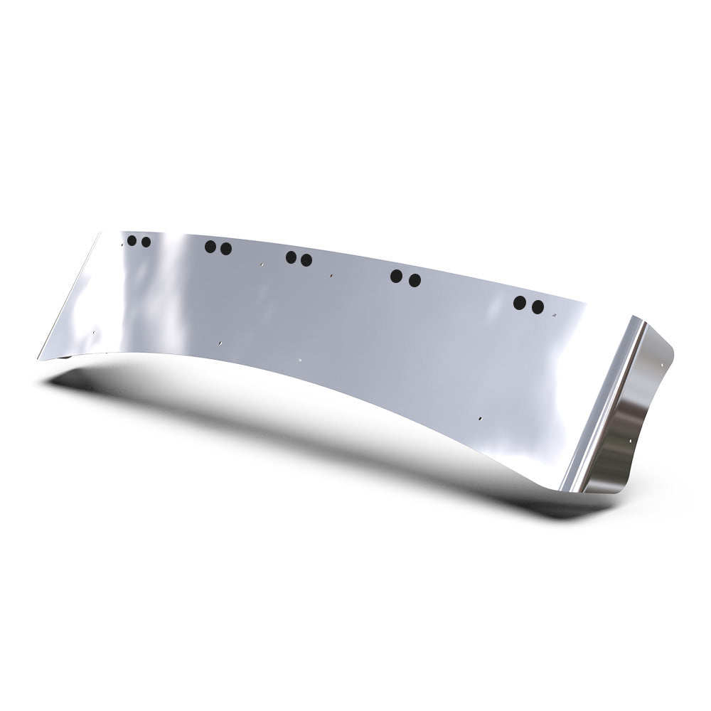 AERO 304 SS Visor KW T680, T880, W990 with Ten ¾" Light Cutouts