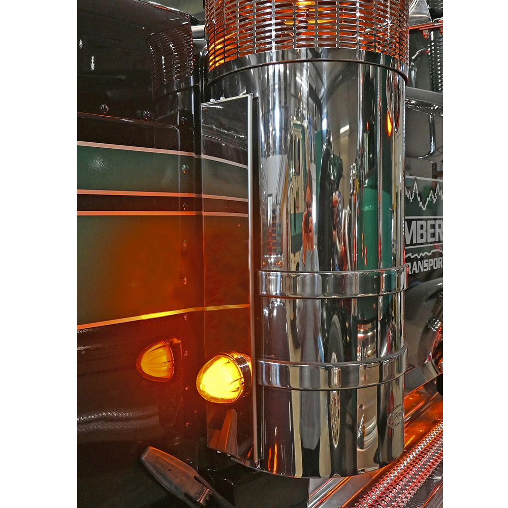 Peterbilt 589 Front SS AC Bars GLO Amber Watermelon for 15" Donaldson
