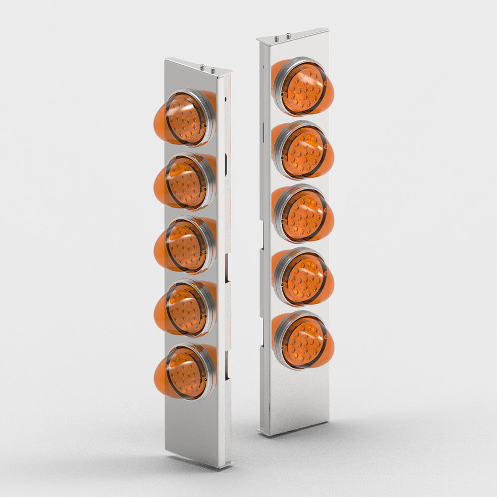 Peterbilt 589 Front SS AC Bars 5 Amber Watermelon for 15" Donaldson