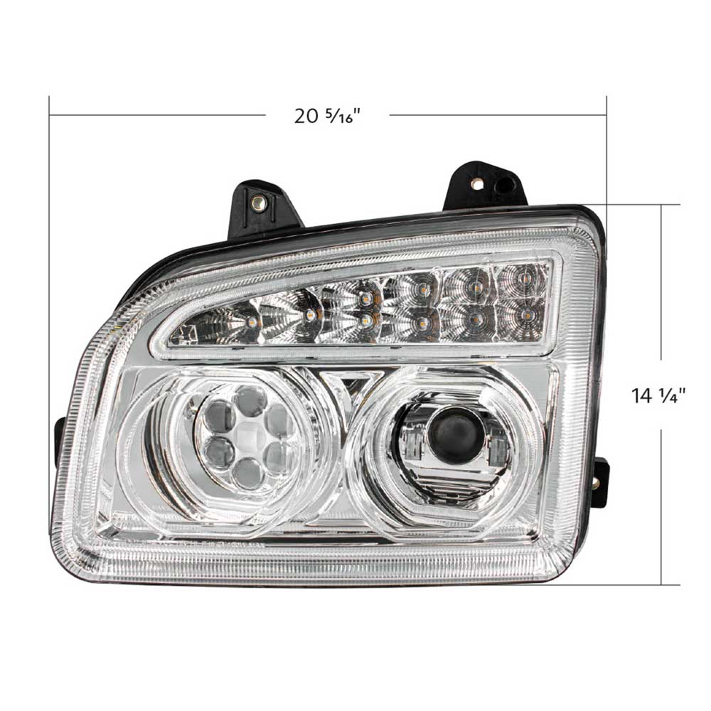 Kenworth T880 LED Headlight with Turn Signal and White Halo