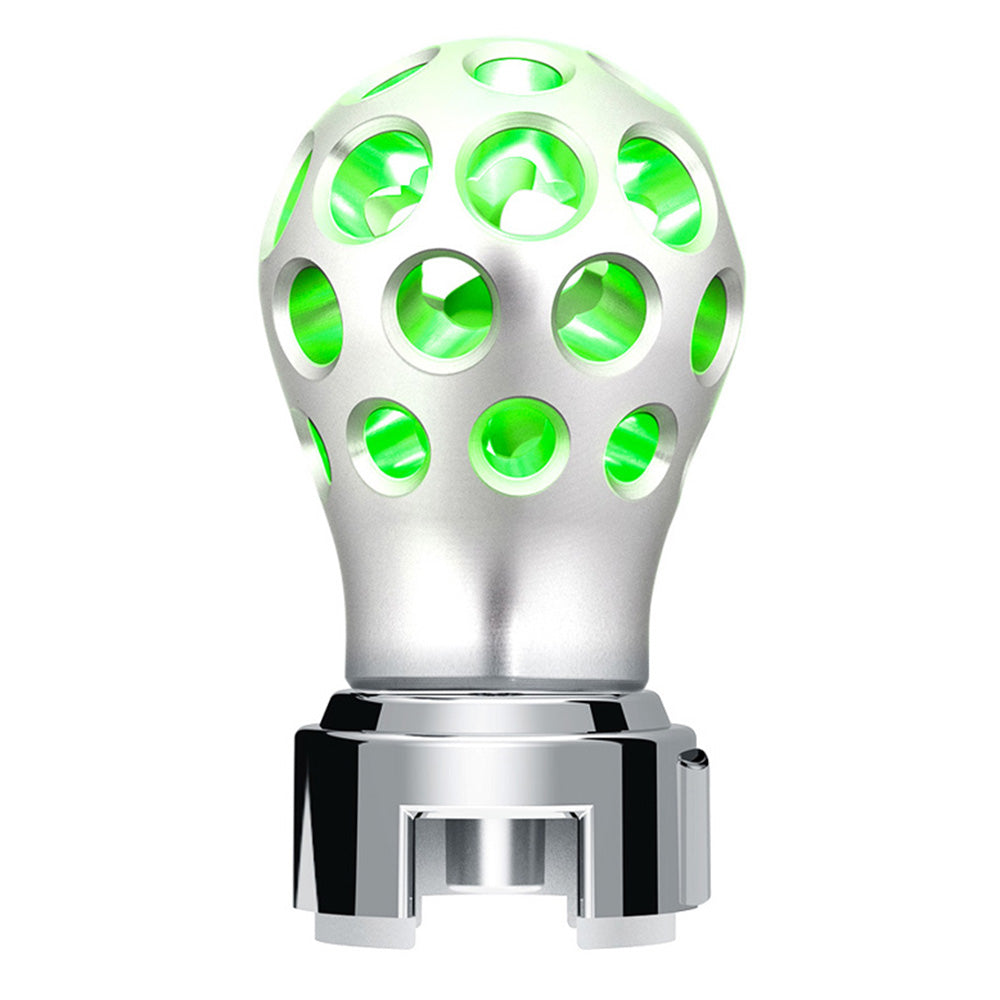 Silver Thread-On Anodized Phoenix Style Ball Gearshift Knob with LED 13/15/18 Adapter