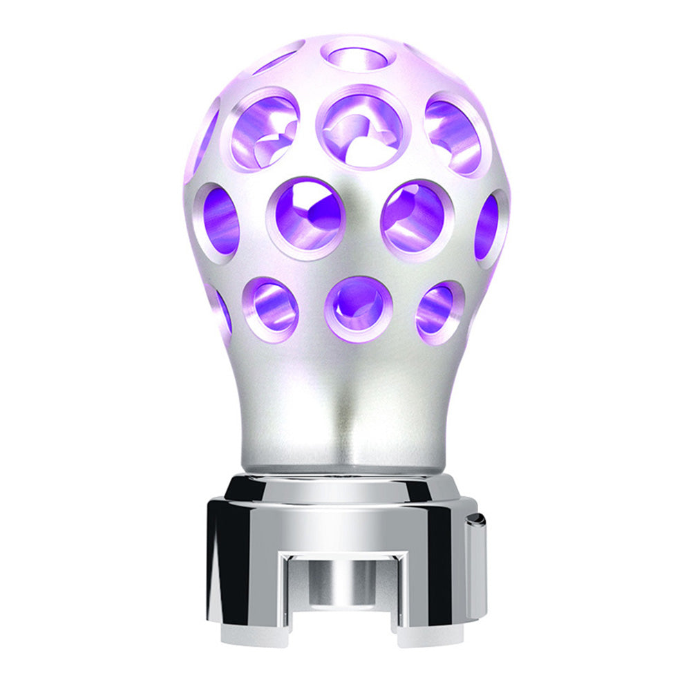 Silver Thread-On Anodized Phoenix Style Ball Gearshift Knob with LED 13/15/18 Adapter