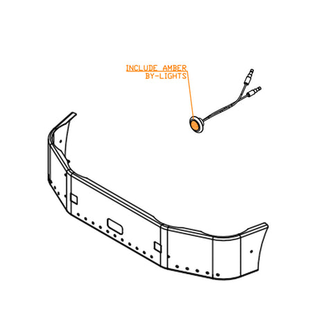 16" PB 386 set back axle chrome bumper with tow, step and amber lights