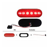 6" Oval Stop, Turn, Tail Red 6 LED Light Kit