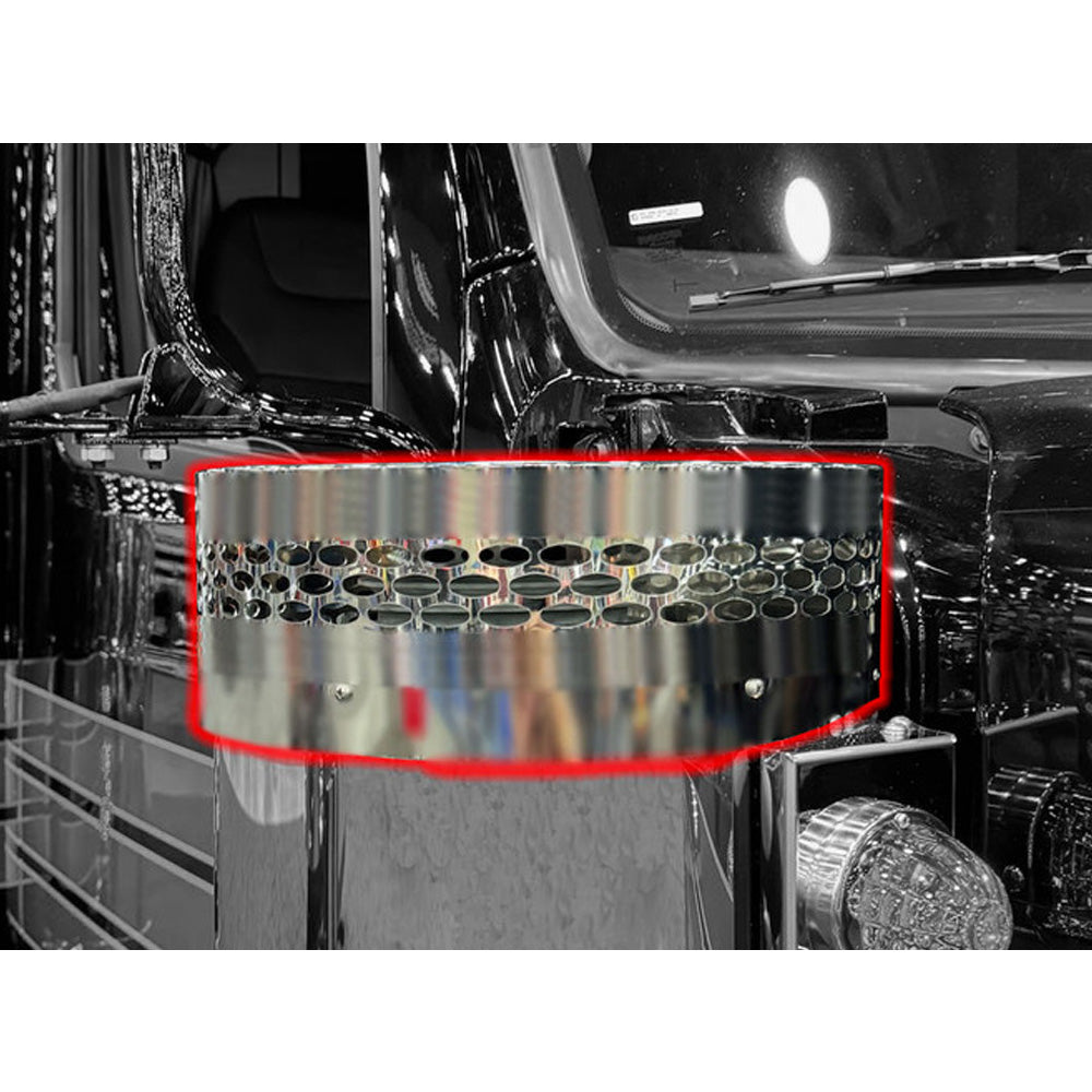 Peterbilt 589 6-1/2" Air Breather Stainless Chop Screen with Oval Cutouts