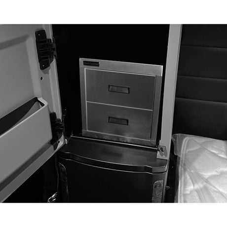 Peterbilt 589 stainless steel two drawer storage unit for semi trucks