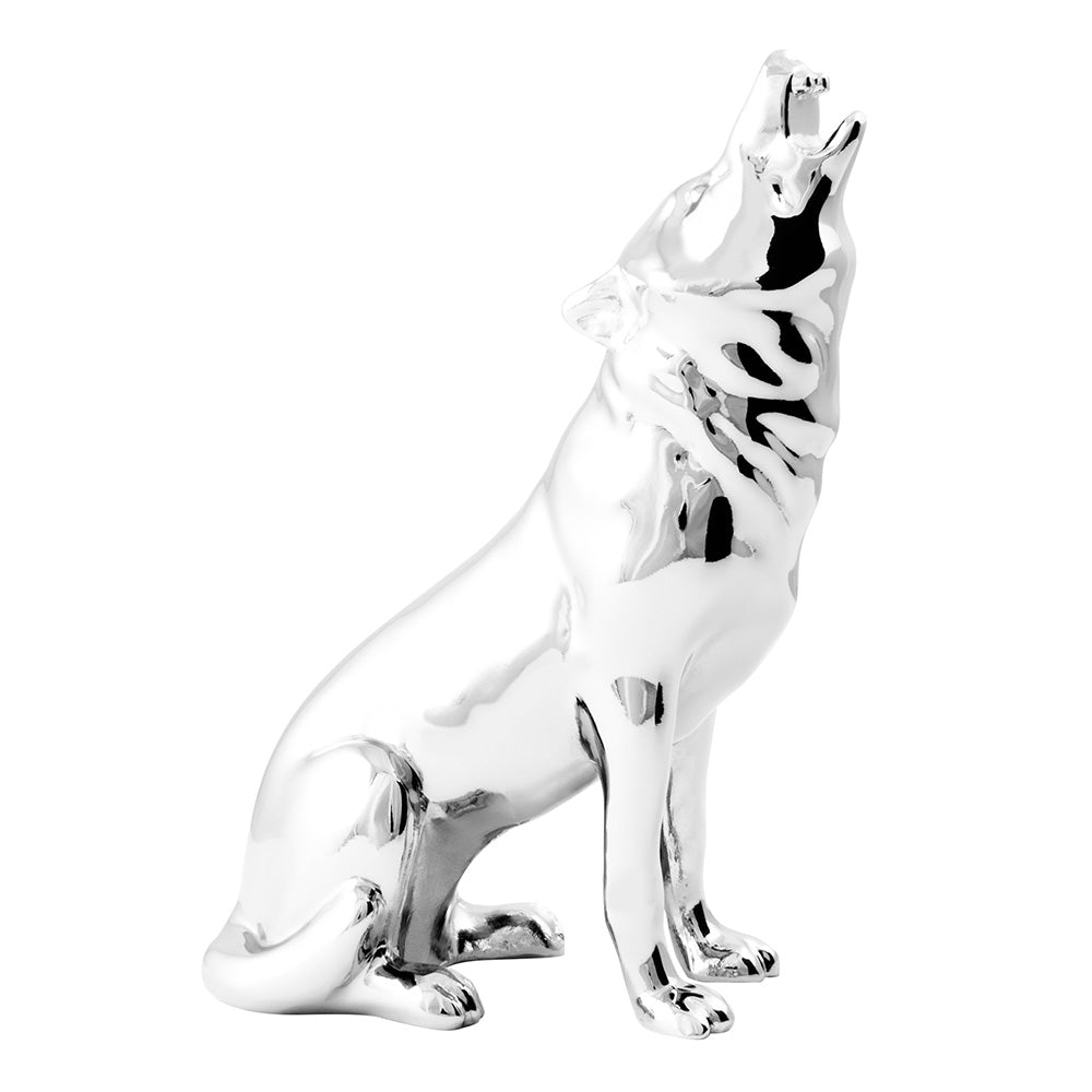 Chrome Howling Wolf Hood Ornament