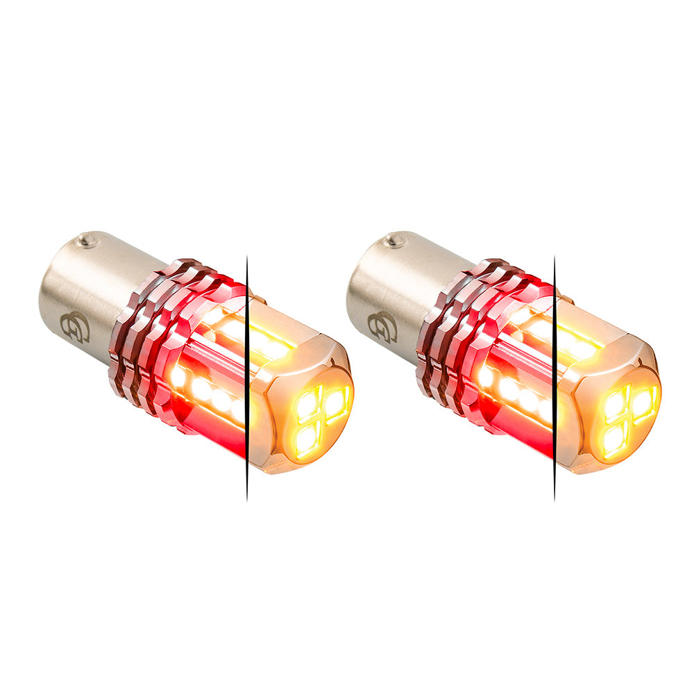 Dual Amber Base High Power Tower LED 1157 Mini Bulb - Pair