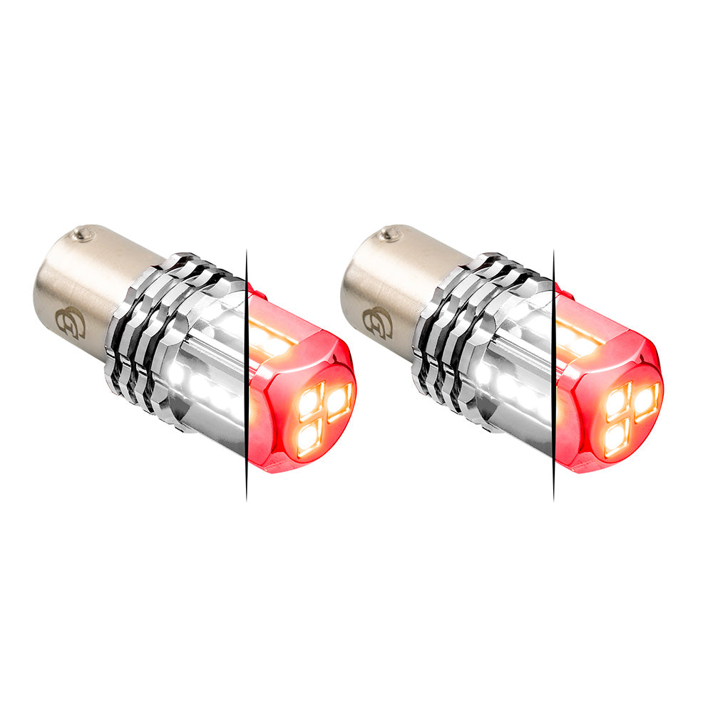 Dual Red High Base Power Tower LED 1157 Mini Bulb - Pair