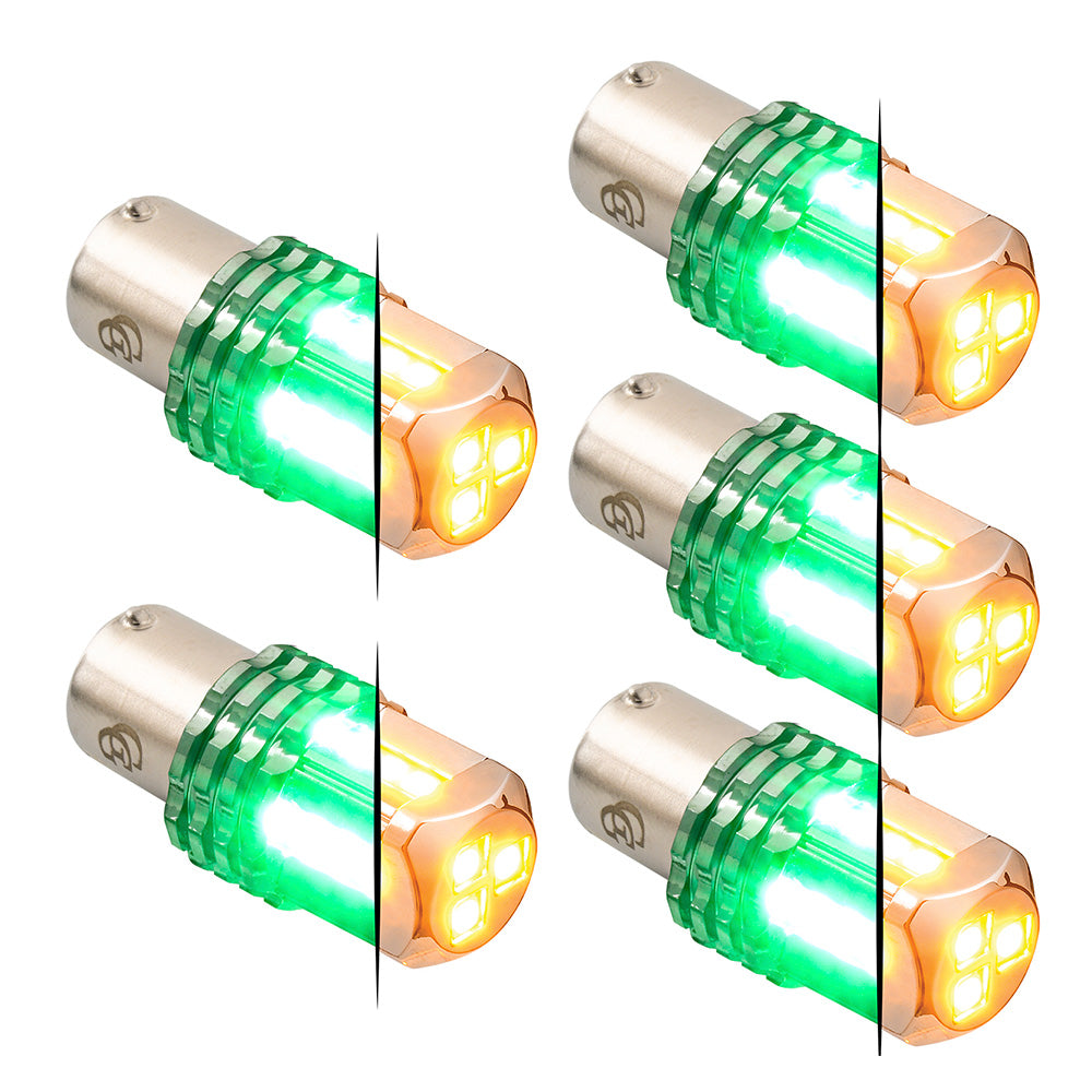 Dual Amber Base High Power Tower LED 1157 Mini Bulb - 5 Pack