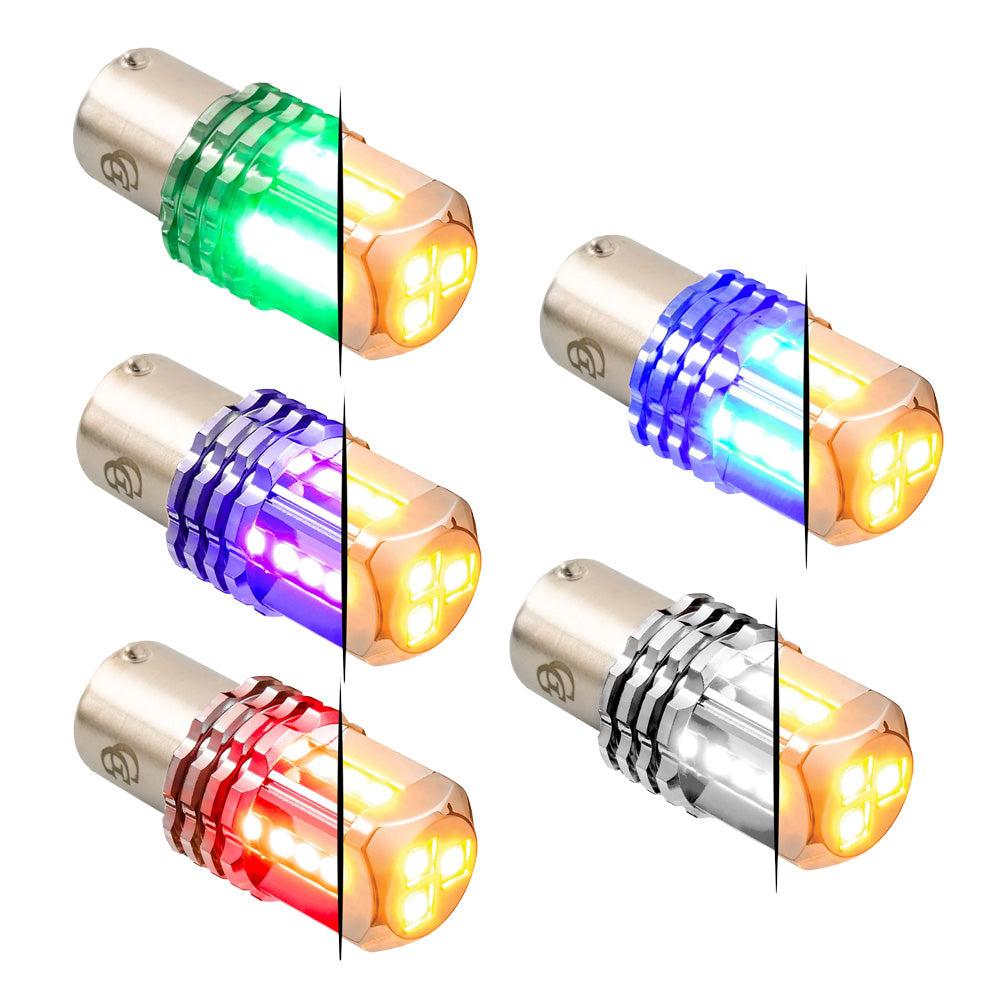 Dual Color Amber Base High Power Tower LED 1157 Mini Bulb