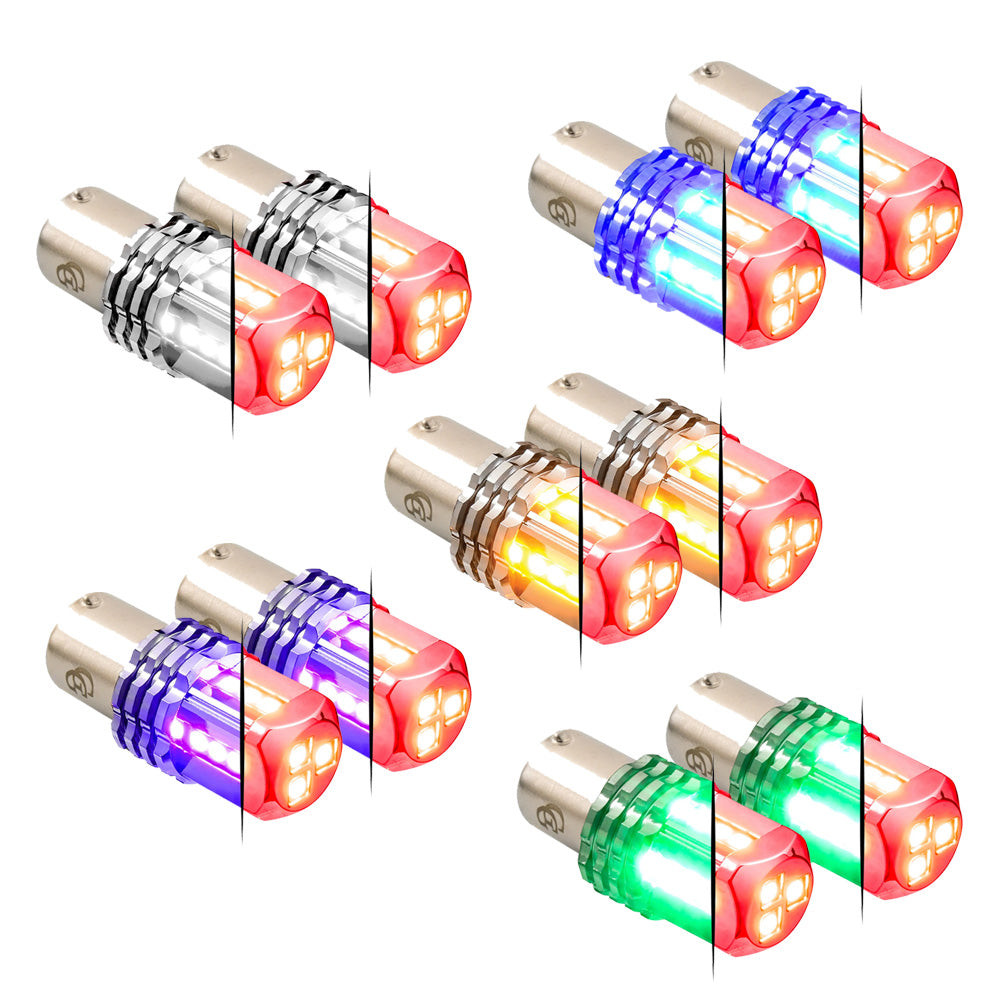 Dual Red High Base Power Tower LED 1157 Mini Bulb - Pair