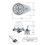 Kenworth Double Fury 17 LED Watermelon Clear Lens Above Door Dome SS Light Kit