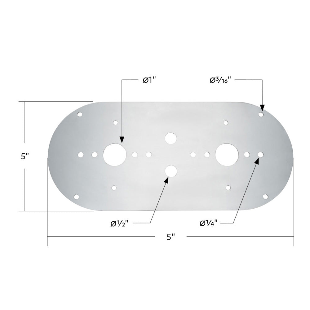 Peterbilt, Kenworth Above Door SS Dome Light Plate 2 Watermelon Holes