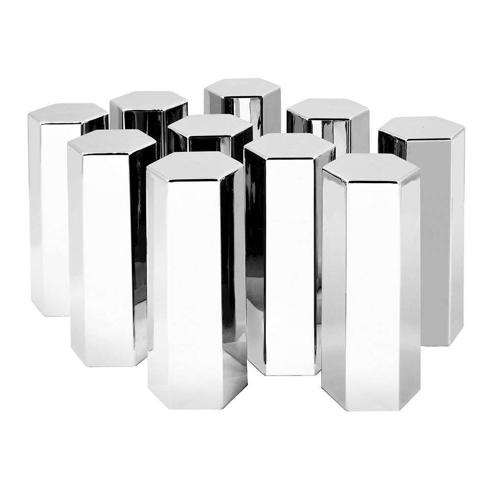 33mm x 5" Chrome Flat Top Hex Nut Cover, Push On - 10PK