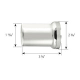 33mm x 3-3/8" Chrome Flat Top Hat Nut Cover, Thread On 10PK