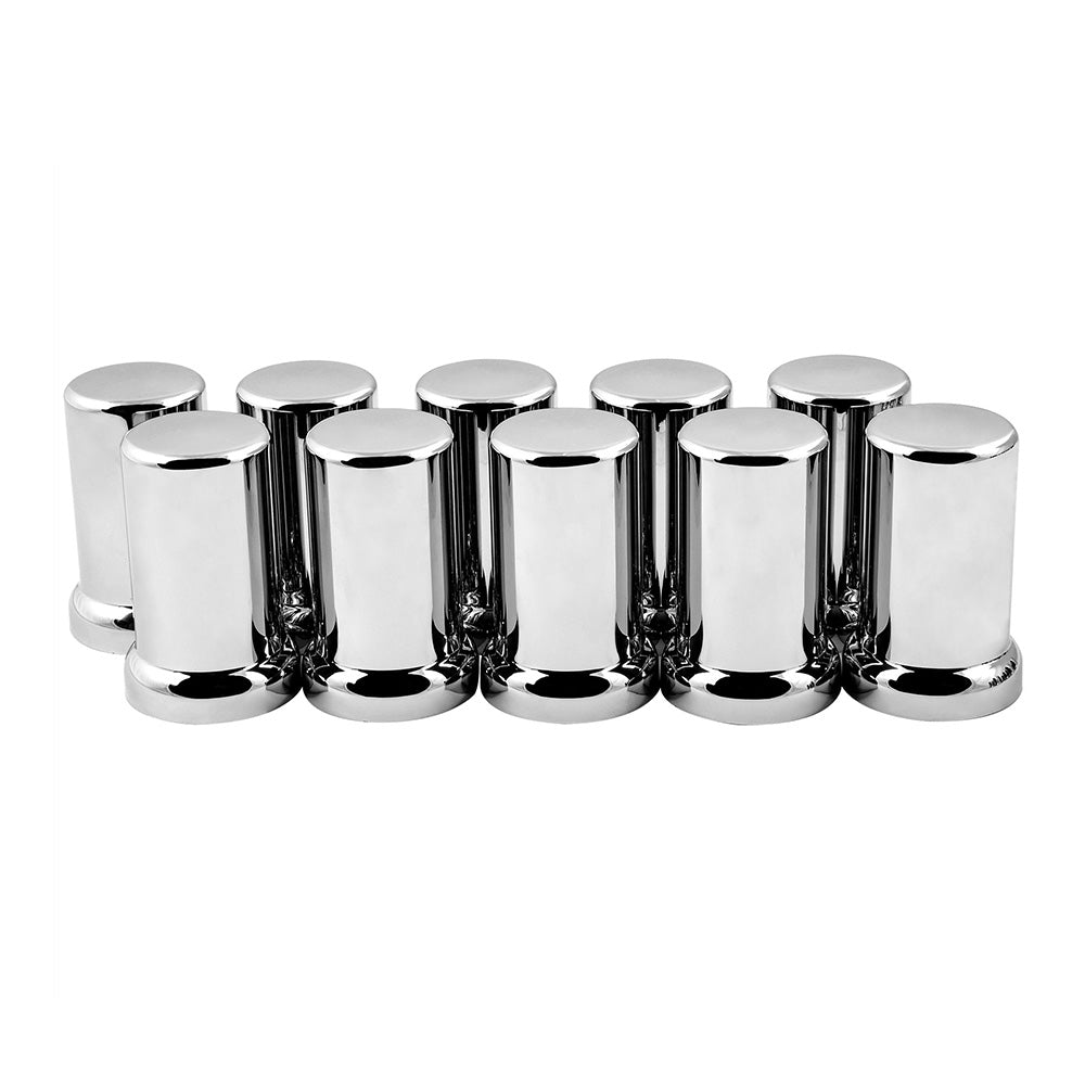 33mm x 3-3/8" Chrome Flat Top Hat Nut Cover, Thread On 10PK