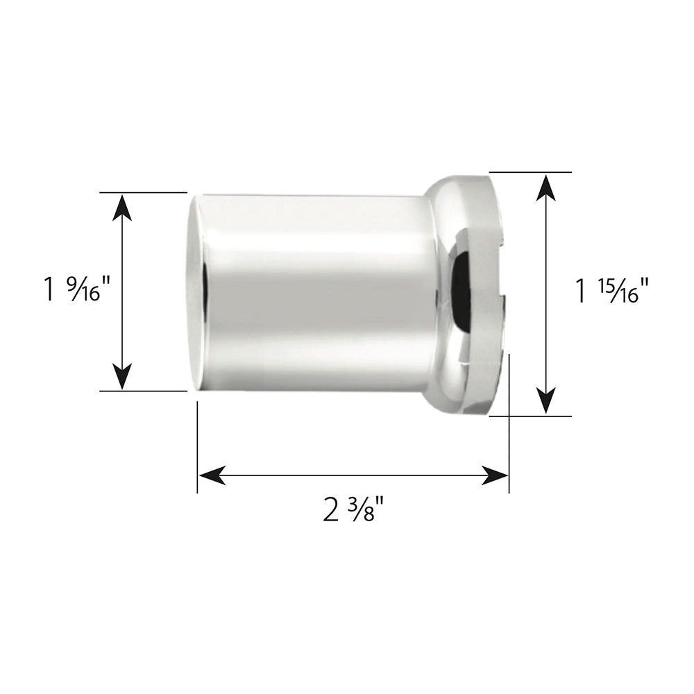 33mm x 2-3/8" Chrome Flat Top Hat Tube Nut Cover, Push On 10PK