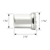 33mm x 2-3/8" Chrome Flat Top Hat Tube Nut Cover, Push On 10PK