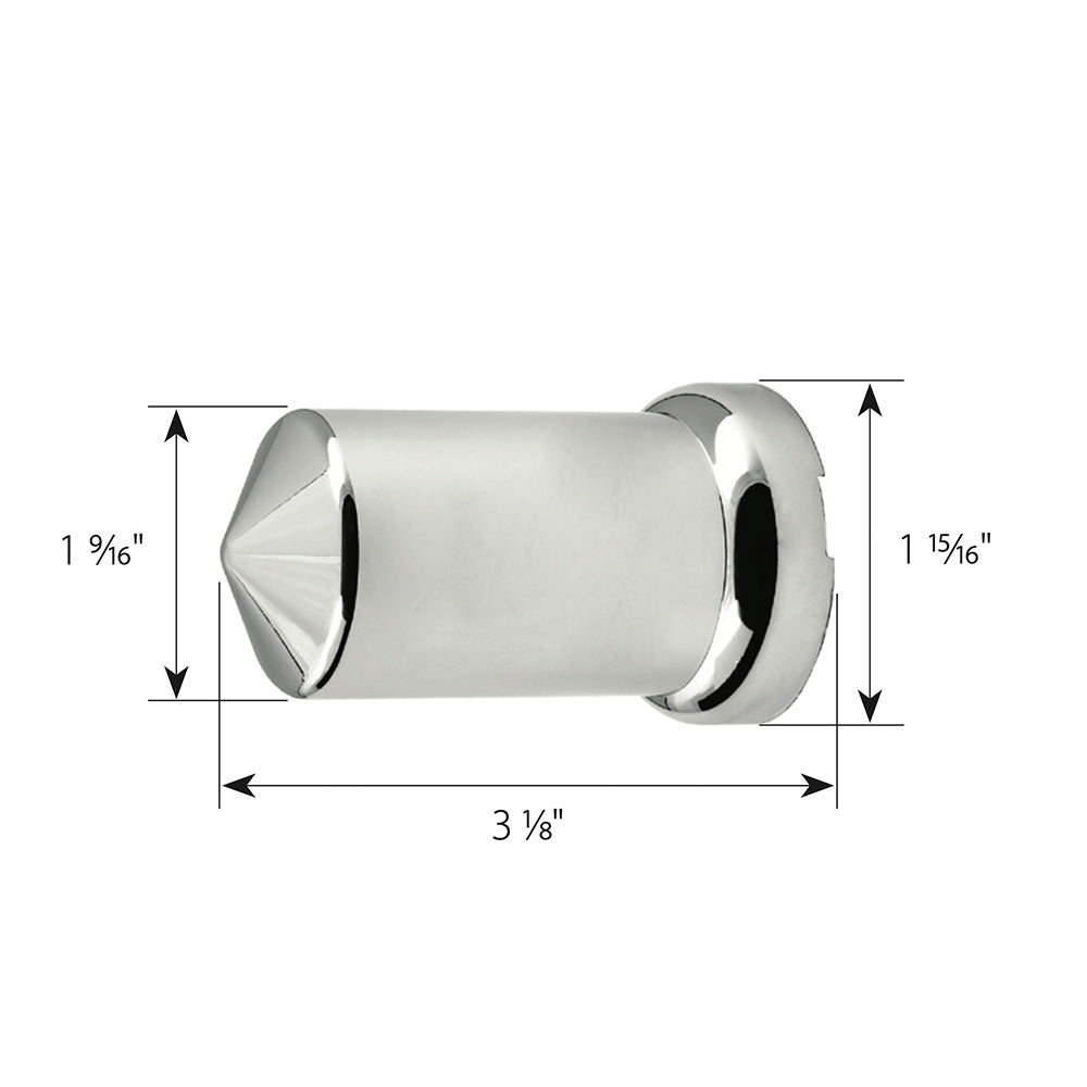 33mm x 3-1/8" Chrome Pointed Top Hat Nut Cover, Push On - 10PK