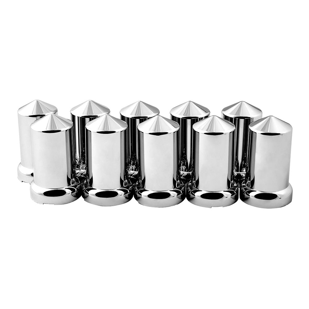 33mm x 3-1/8" Chrome Pointed Top Hat Nut Cover, Push On - 10PK