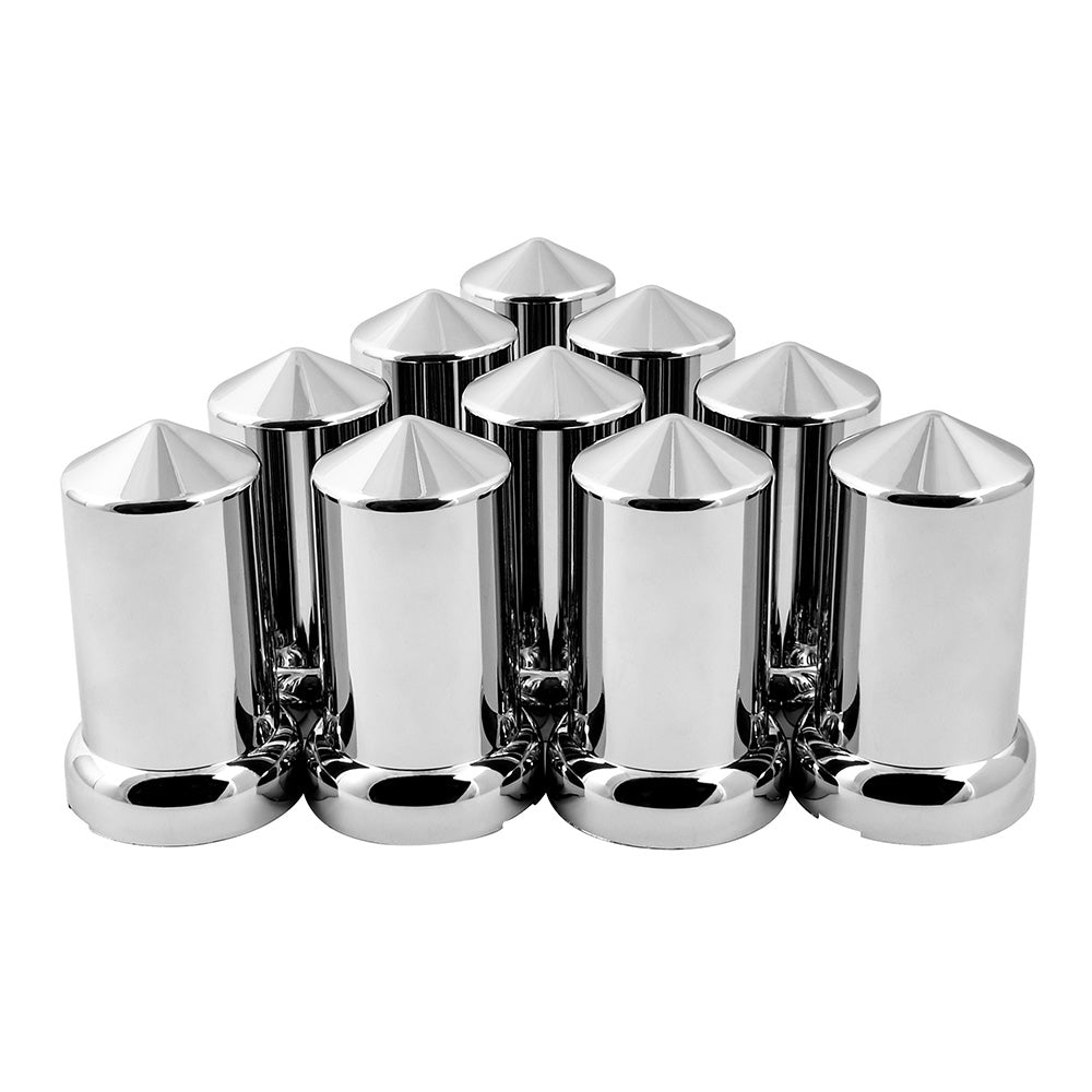 33mm x 3-1/8" Chrome Pointed Top Hat Nut Cover, Push On - 10PK