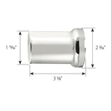 33mm x 3-3/8" Chrome Flat Top Hat Tube Nut Cover, Push On 60PK