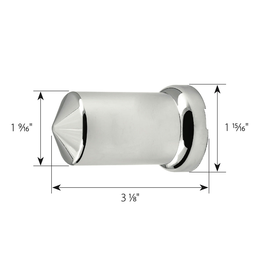 33mm x 3-1/8" Chrome Pointed Top Hat Nut Cover, Push On 60PK