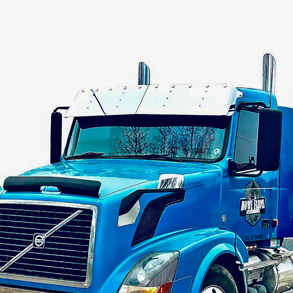 Volvo VN, VNL 2004-2017 Daycab 17" SS Drop Visor with Ten 3/4" Light Cutouts
