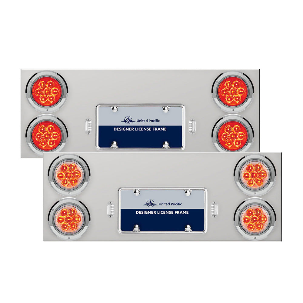 Stainless Rear Center Panel with 4" Reflector LED Lights, Bezels and LP